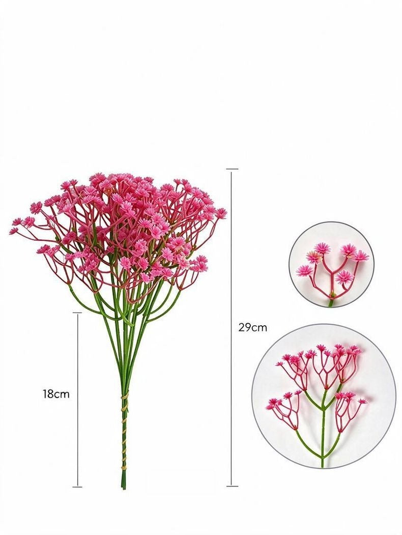 10 Kunststoff-Gypsophila (Schleierkraut) Bündel, je 30 cm, für Hochzeitsdekoration, Trauerkränze, Café-Deko, langlebig & pflegeleicht