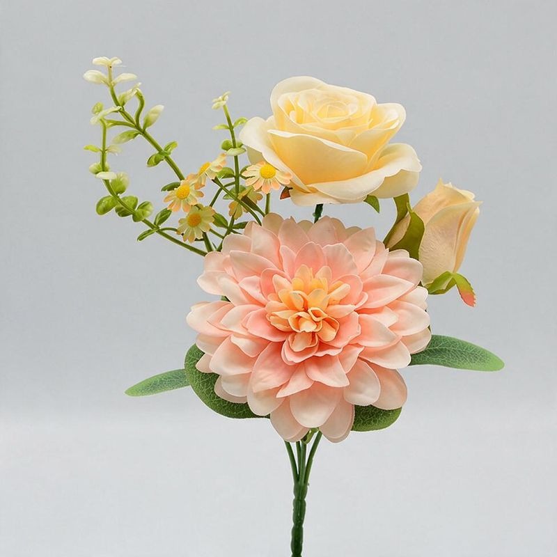 Künstliche Seidenblumen Pfingstrose/Dahlie Busch 30 cm, Landhausstil, Hochzeit Dekoration, Büro, Hotel, Schaufenster