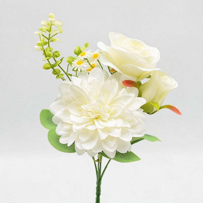 Künstliche Seidenblumen Pfingstrose/Dahlie Busch 30 cm, Landhausstil, Hochzeit Dekoration, Büro, Hotel, Schaufenster