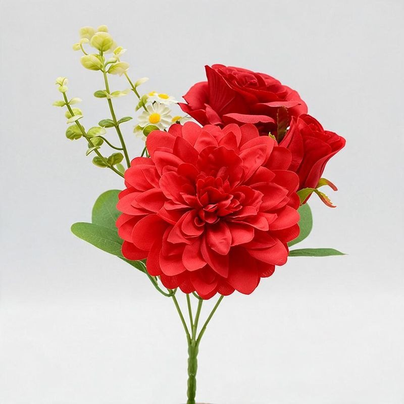 Künstliche Seidenblumen Pfingstrose/Dahlie Busch 30 cm, Landhausstil, Hochzeit Dekoration, Büro, Hotel, Schaufenster