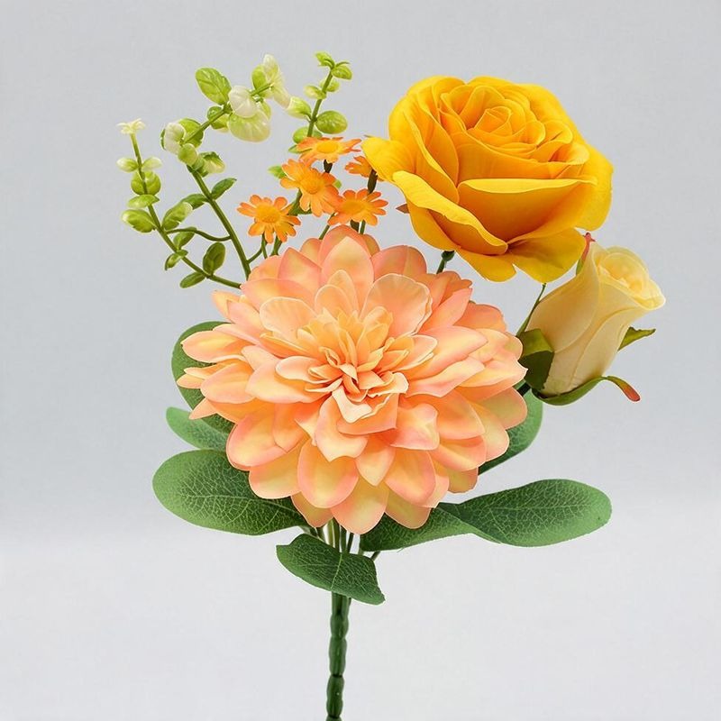 Künstliche Seidenblumen Pfingstrose/Dahlie Busch 30 cm, Landhausstil, Hochzeit Dekoration, Büro, Hotel, Schaufenster