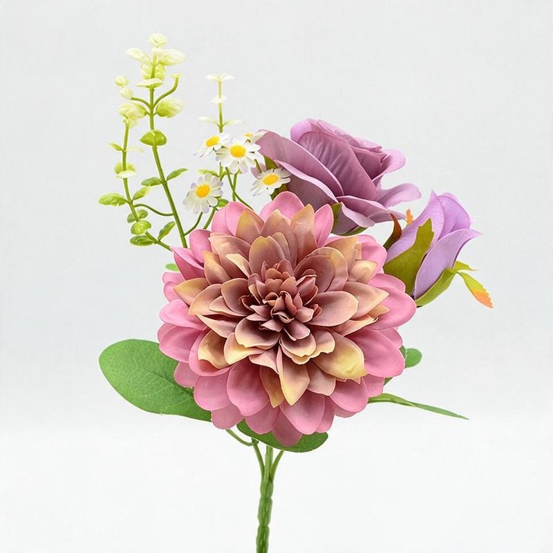 Künstliche Seidenblumen Pfingstrose/Dahlie Busch 30 cm, Landhausstil, Hochzeit Dekoration, Büro, Hotel, Schaufenster