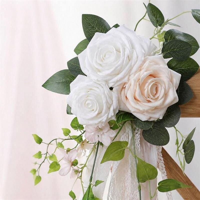 Künstliche Eukalyptus-Ranke mit Rosenblüten, 30 cm, für Hochzeitsdekoration und Innenraumgestaltung