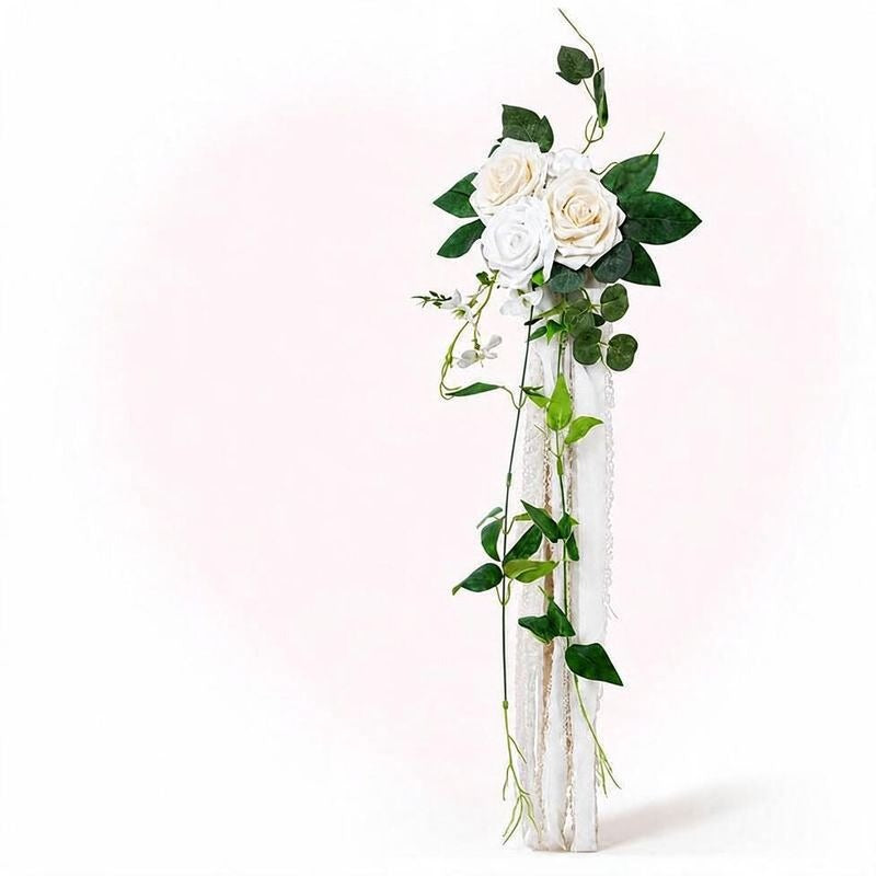 Künstliche Eukalyptus-Ranke mit Rosenblüten, 30 cm, für Hochzeitsdekoration und Innenraumgestaltung