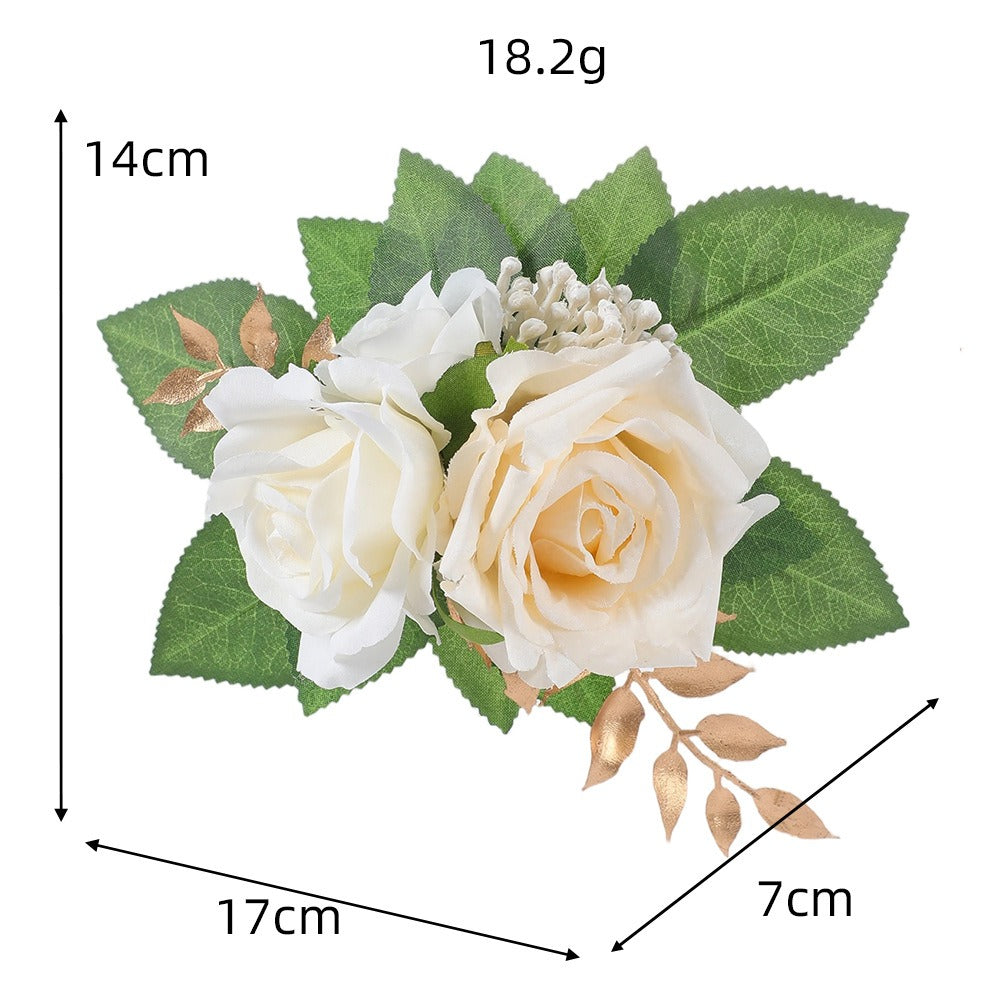 Künstliche Rosen, 3 Blüten, 24 cm, retro Design, Kunststoff, Hochzeits- und Schaufensterdekoration