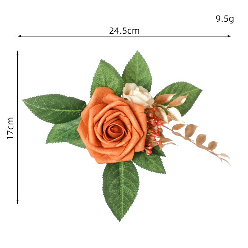 Künstliche Rosen, 3 Blüten, 24 cm, retro Design, Kunststoff, Hochzeits- und Schaufensterdekoration