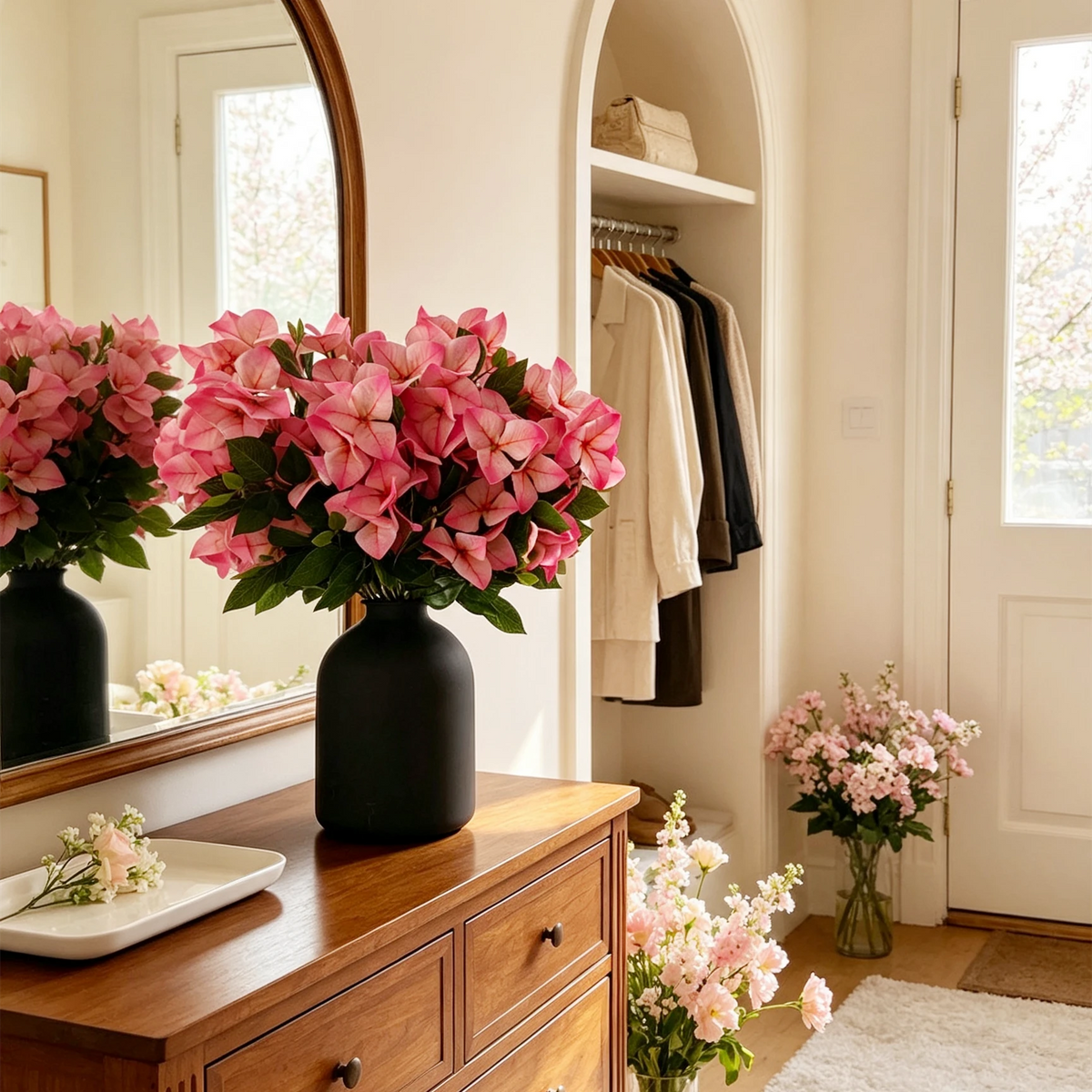 50 cm künstlicher gradientfarbener rosa Bougainvillea-Strauß | Frühling 2027 Neue Kollektion, realistische Kunstblume für Frühlings-Dekoration zu Hause und Hochzeiten