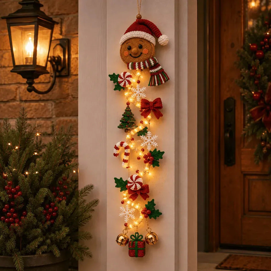 1,2 m Weihnachtstürschmuck mit LED-Beleuchtung, moderne Deko für Festtage