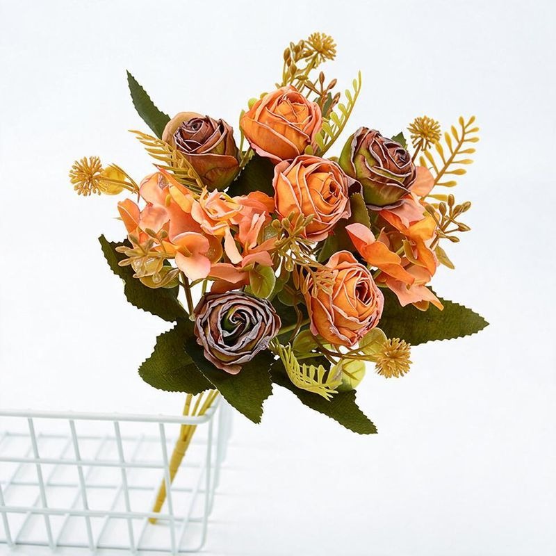 Künstliche Rosenstrauß, 6 Blüten, 30 cm hoch, aus Seidenstoff, für Hochzeiten, Zuhause und Gewerbe