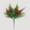 Künstlicher Weihnachtszedernzweig mit roten Beeren, 40 cm hoch, 6 verzweigte Stämme, für DIY-Dekoration und festliche Tischgestaltung