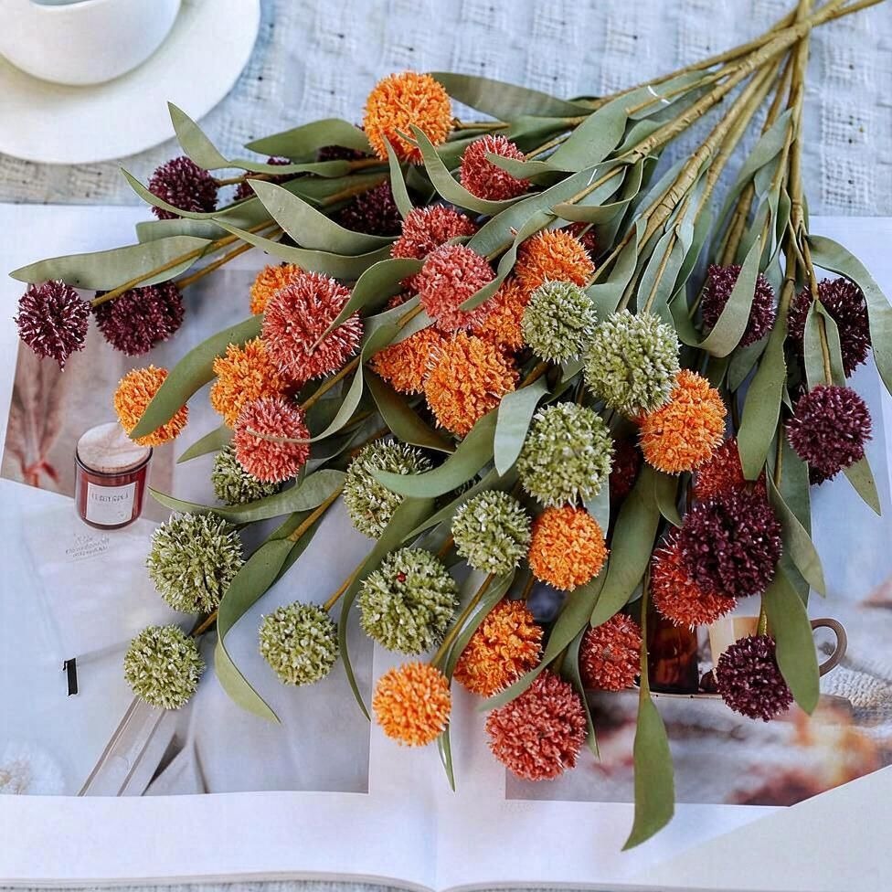 Künstliche Chrysanthemen-Blumenbusch, 6 Blüten, 42 cm, Polyester-Seide, für Hochzeiten, Outdoor und Zuhause