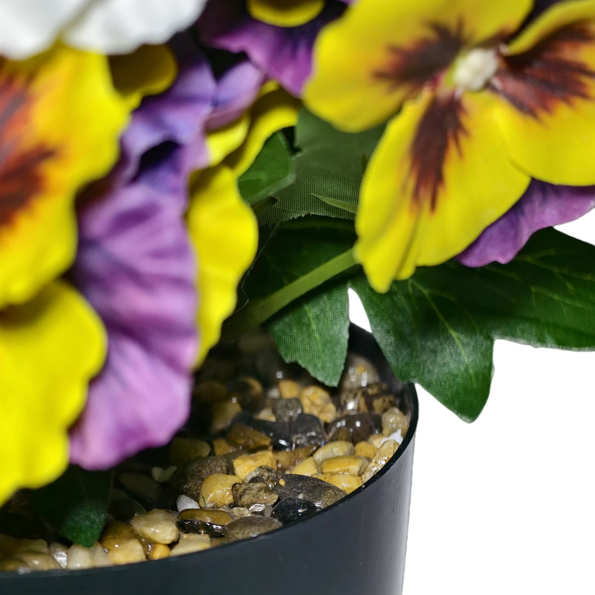 28 cm künstlicher Stiefmütterchen-Blumentopf, Polyester-Stoff, für Innendekoration und Gewerbe