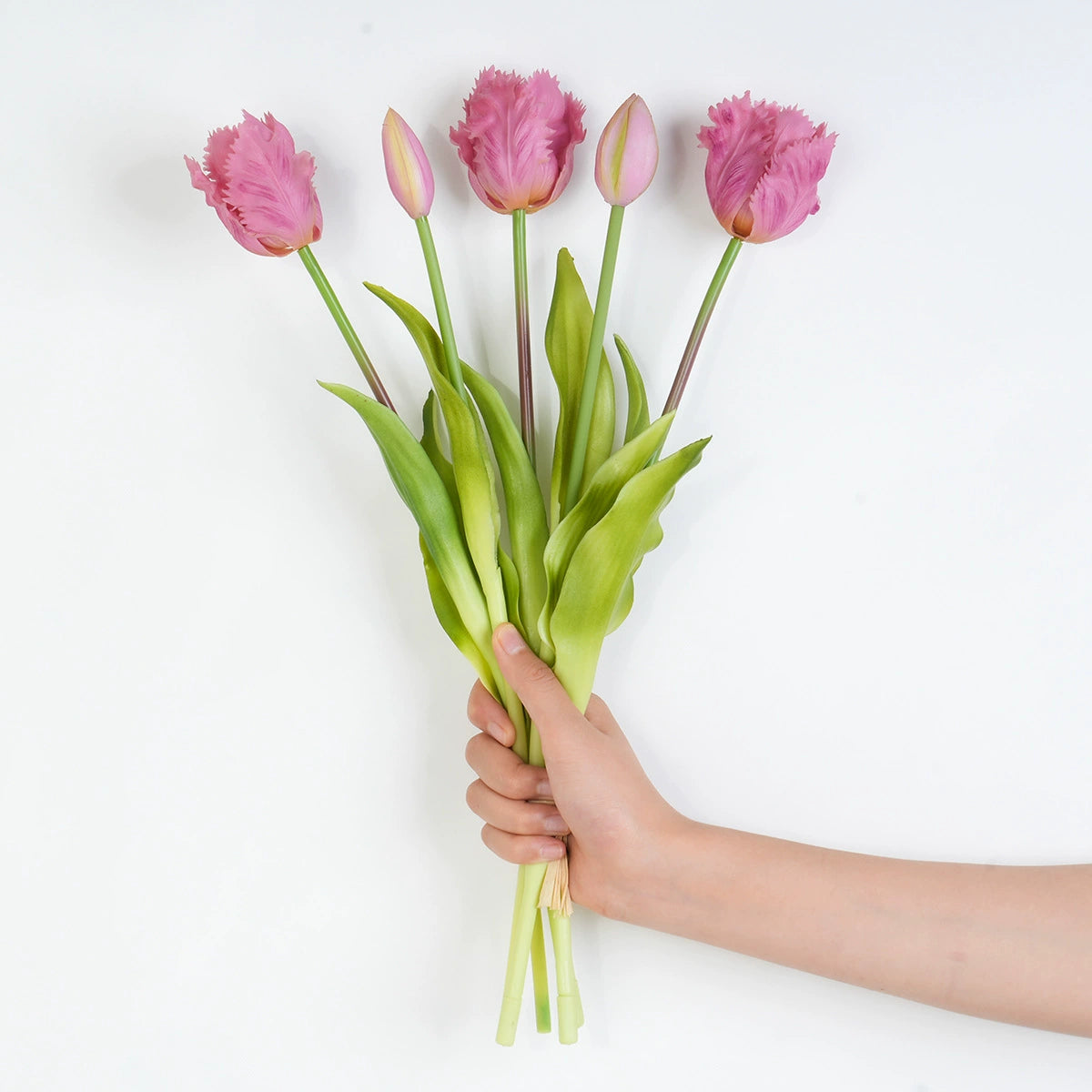 Künstliche Tulpen, 5 Blüten, 40 cm Höhe, Latex-Material für realistische Optik, Innendekoration, Hochzeiten, Geschäftsräume