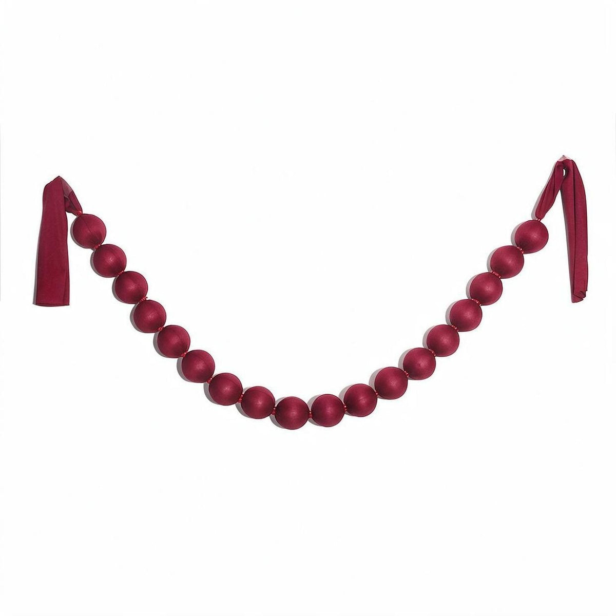 Rote Stoffkugeln Dekoration, 18 Kugeln à 7 cm Durchmesser, 230 cm Länge, Weihnachtsdekoration, Party-Deko