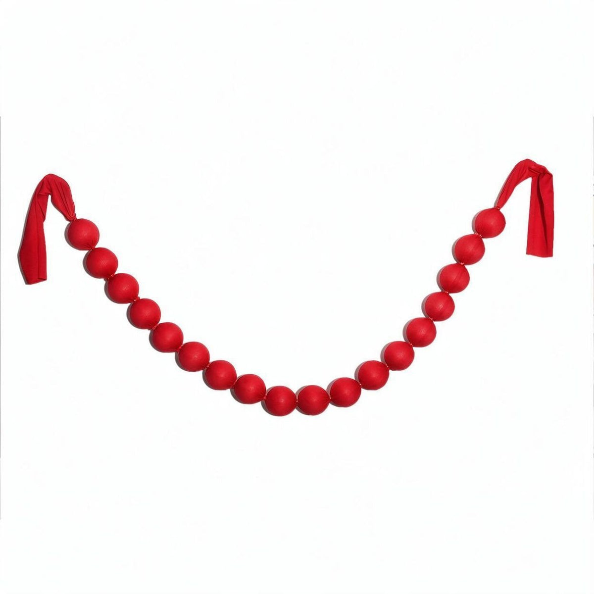 Rote Stoffkugeln Dekoration, 18 Kugeln à 7 cm Durchmesser, 230 cm Länge, Weihnachtsdekoration, Party-Deko