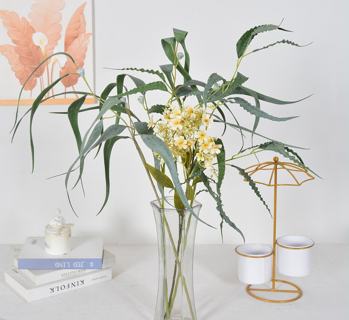 Künstliche Eukalyptus- und Farn-Blumenstrauß, 68 cm, für Hochzeiten, Büro und Wohnraum