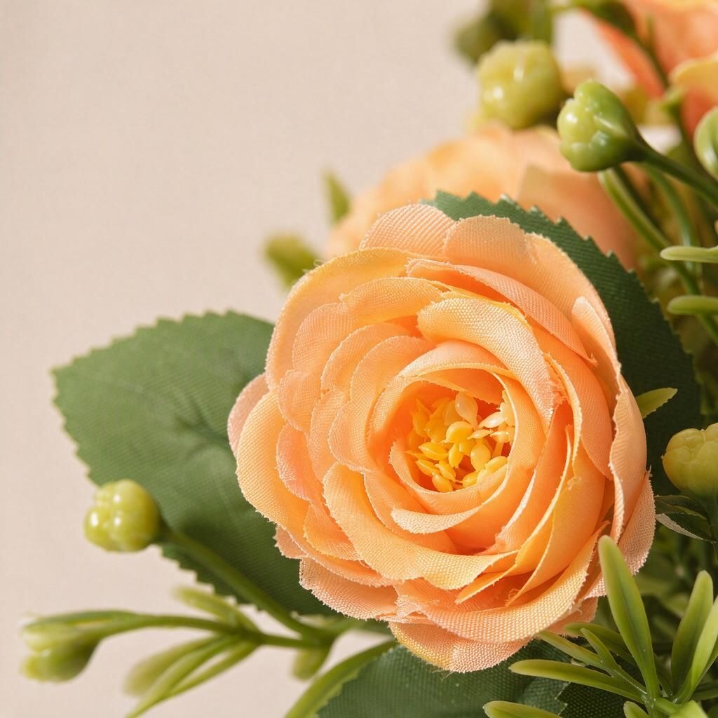 Künstliche Rosenbüschel mit 15 Blüten, 34 cm hoch, aus Seidenstoff, für Hochzeit, Dekoration, Innenraum
