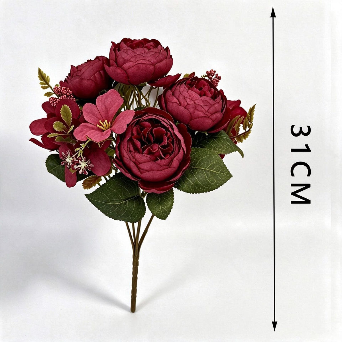 Künstliche Pfingstrosenstrauß mit 6 Blüten, 31 cm, Kunststoff, für Hochzeiten und Wohnkultur