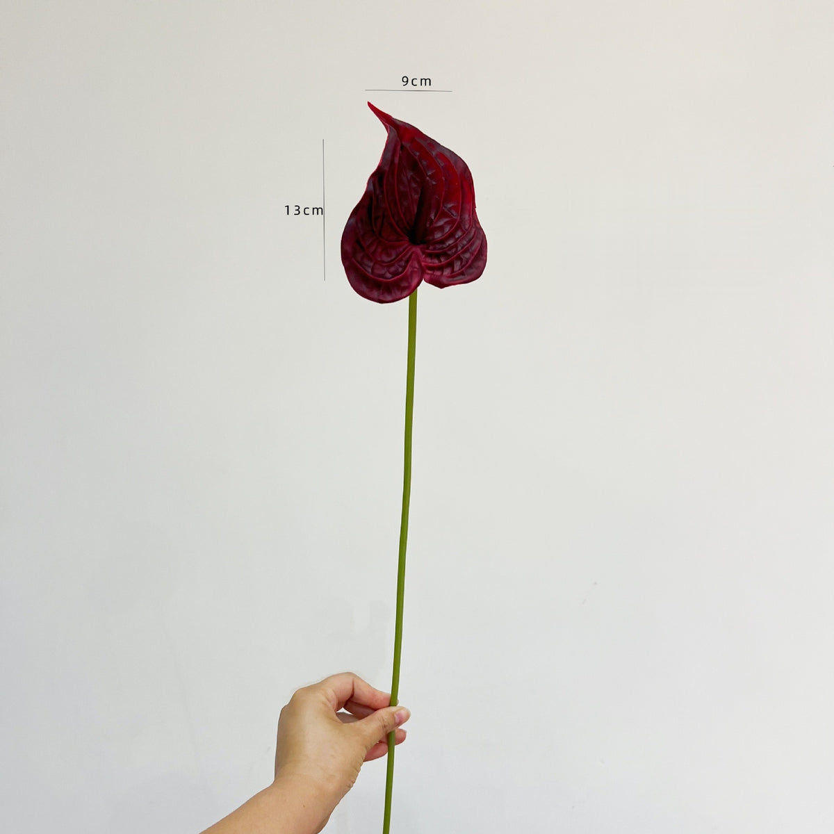 PU Anthurium-Einzelstiel, 56 cm, realistisch, für Hochzeiten, Wohn- und Geschäftsräume
