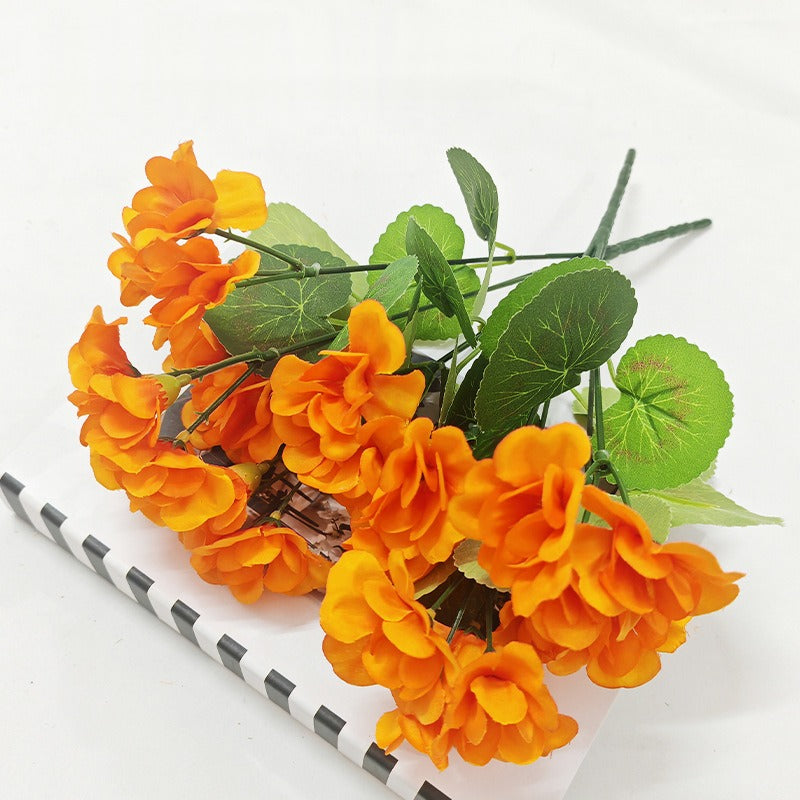 Künstliche Geranien, Strauß mit 5 Blüten, 34 cm hoch, für Innen- und Außendekoration