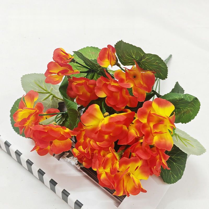 Künstliche Geranien, Strauß mit 5 Blüten, 34 cm hoch, für Innen- und Außendekoration