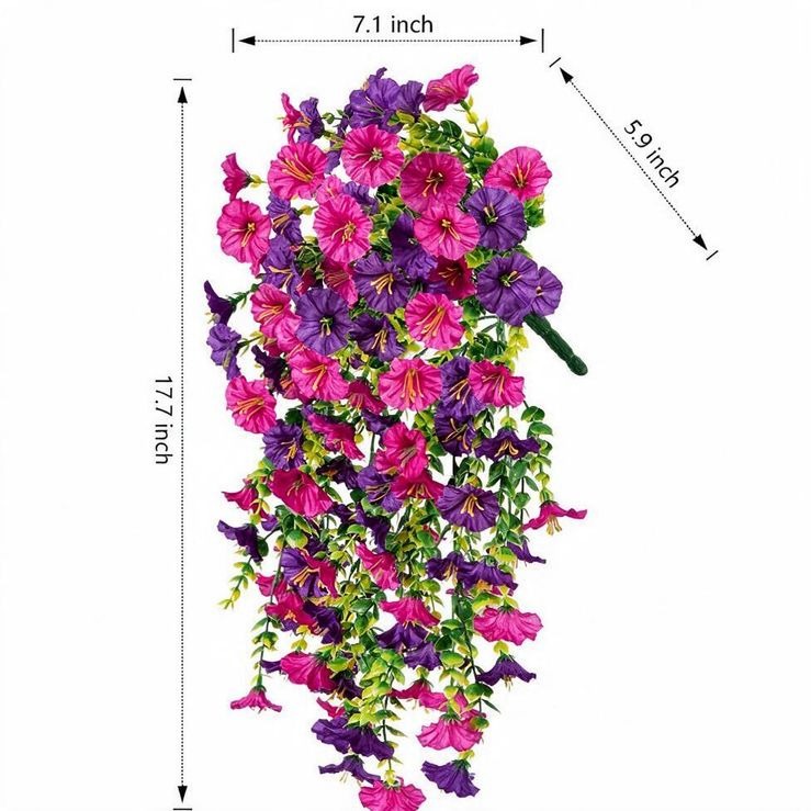 Künstliche Prunkwinde, 4 Stück je 45 cm, aus hochwertigem Polyesterstoff für Innen- und Außendekoration