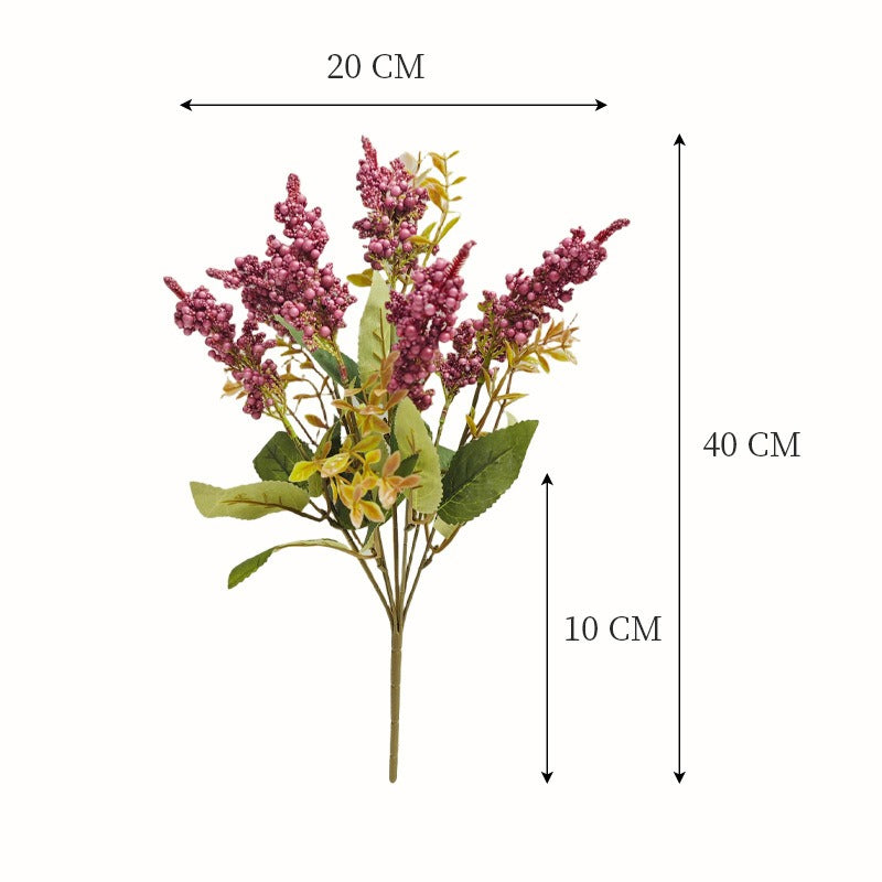 Künstliche Wildbeeren-Busch mit 7 Blüten, 40 cm hoch, aus Schaumstoff für Wohnraum und Gewerbe
