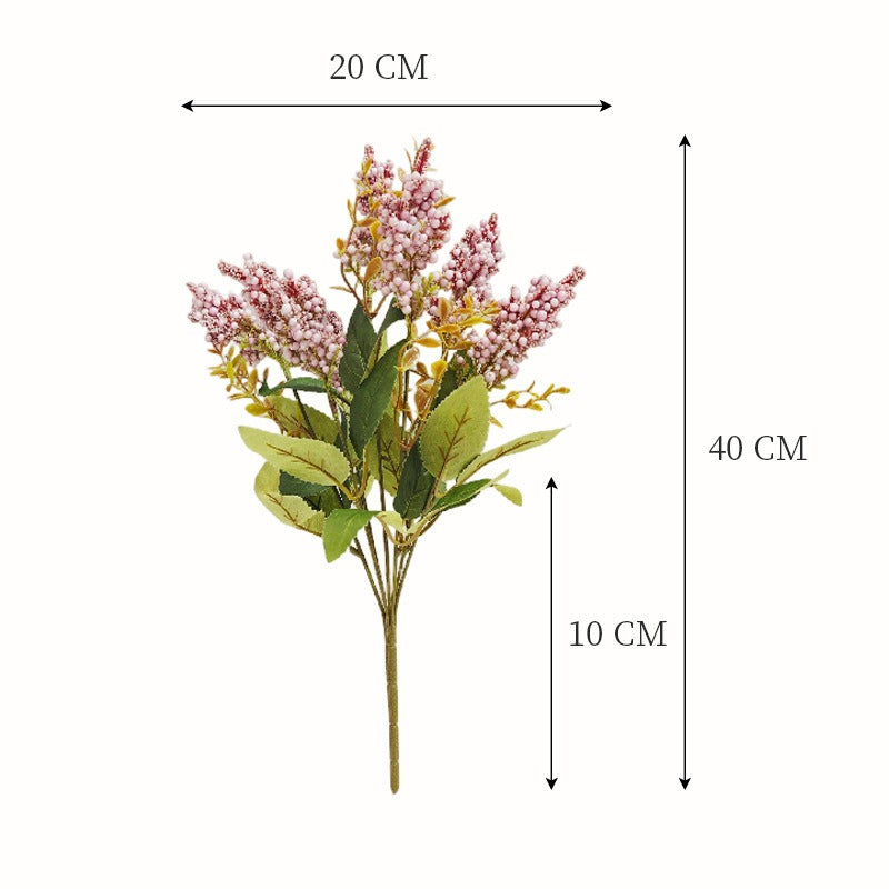 Künstliche Wildbeeren-Busch mit 7 Blüten, 40 cm hoch, aus Schaumstoff für Wohnraum und Gewerbe