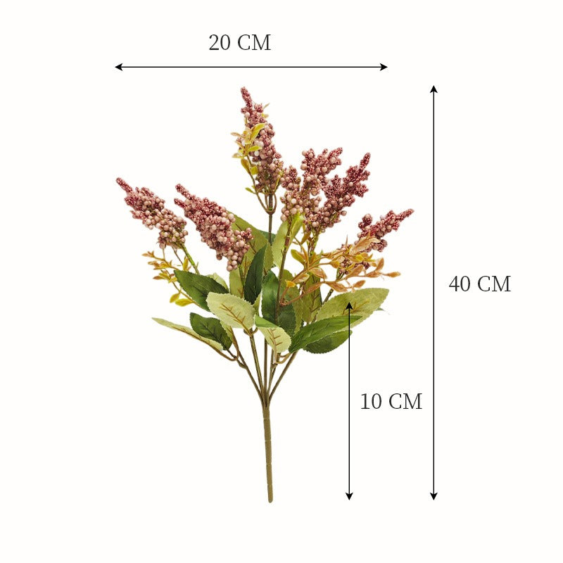 Künstliche Wildbeeren-Busch mit 7 Blüten, 40 cm hoch, aus Schaumstoff für Wohnraum und Gewerbe