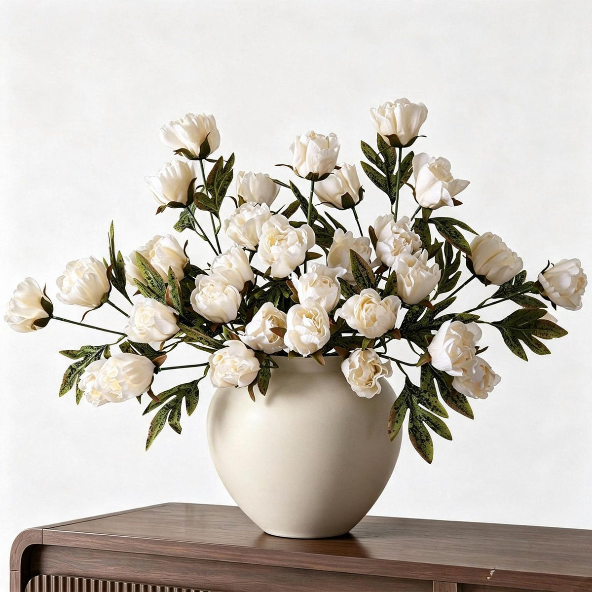 Künstliche Pfingstrose, 45 cm hoch, 4 Blüten, Seidenstoff, für Hochzeiten, Innendekoration