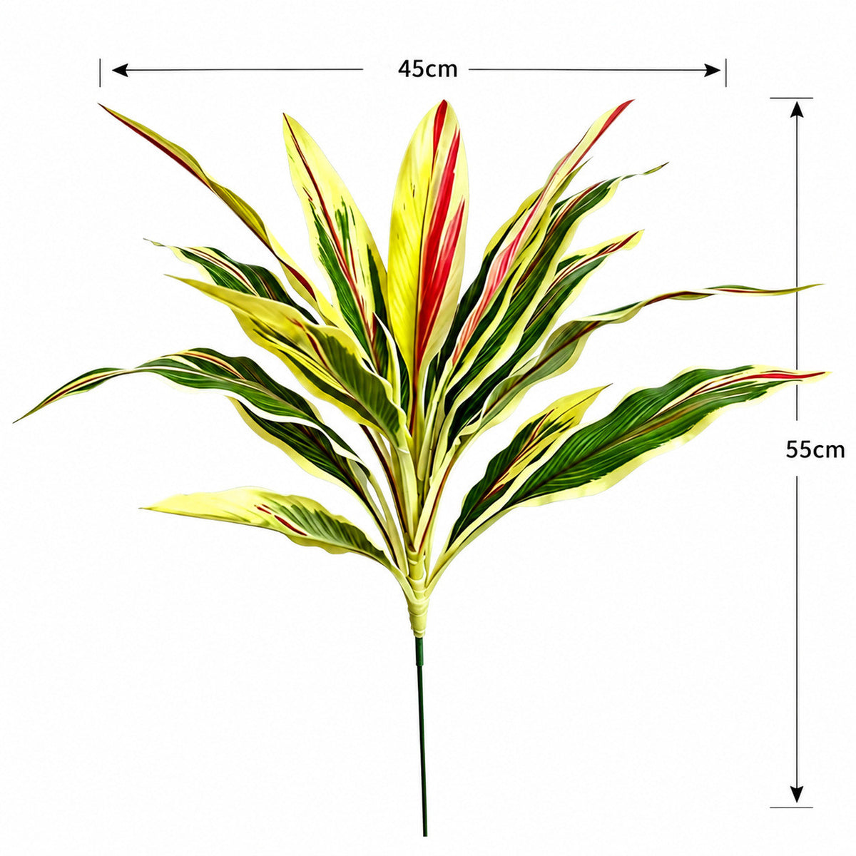 Künstliche Farne & Buntwurz-Pflanzen, 55 cm, Buschform für Innen- und Außendekoration, moderne Raumgestaltung