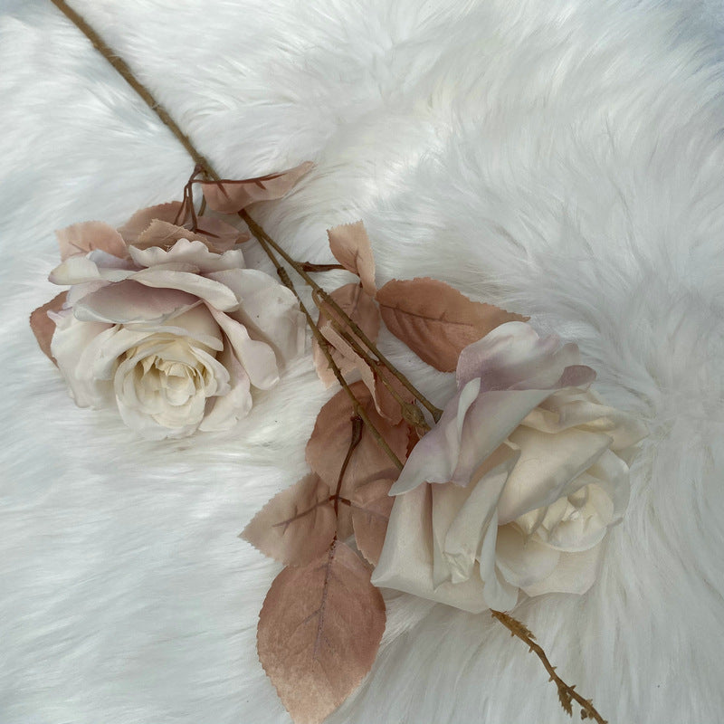 Künstliche Iris-Rose, 1 Stiel mit 2 Blüten, 80 cm Höhe, aus Seidenstoff, für Hochzeiten und Wohnaccessoires