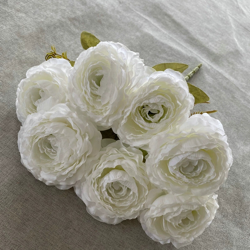 Künstliche Pfingstrosen-Strauß, 40 cm hoch mit 7 Blüten, aus Seidenstoff für Hochzeiten und Innendekoration