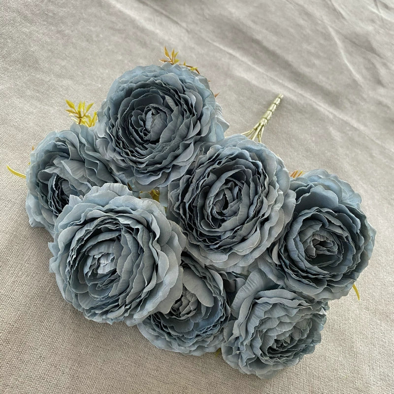 Künstliche Pfingstrosen-Strauß, 40 cm hoch mit 7 Blüten, aus Seidenstoff für Hochzeiten und Innendekoration