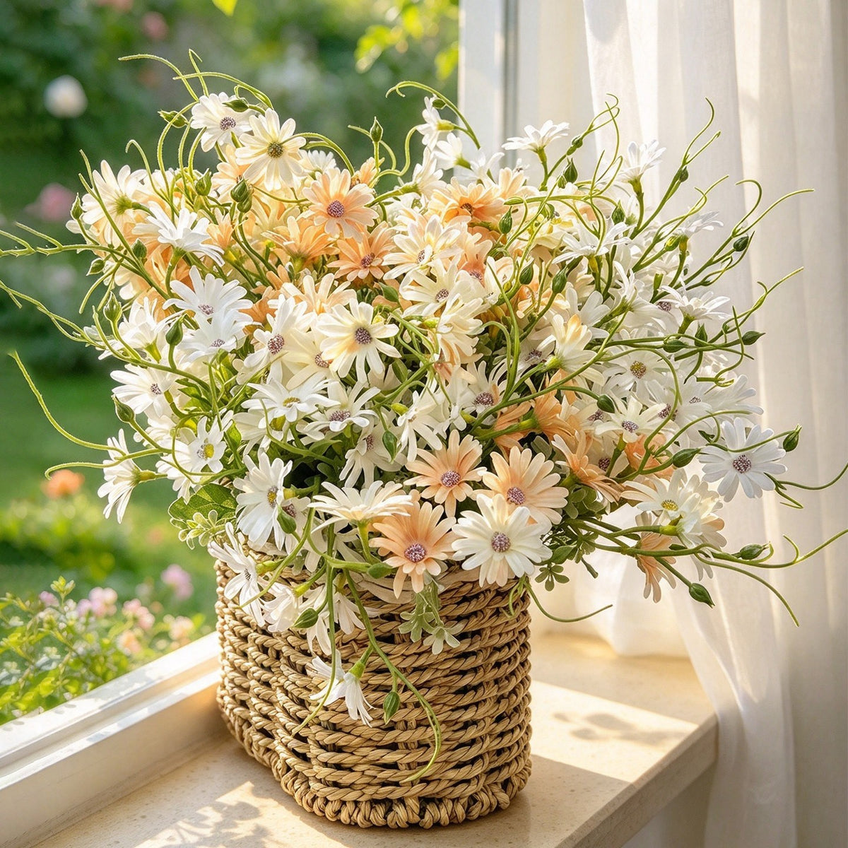 Künstliche Aster Niederländische, 39 cm hoher Busch, für Hausdekoration und Gewerbe