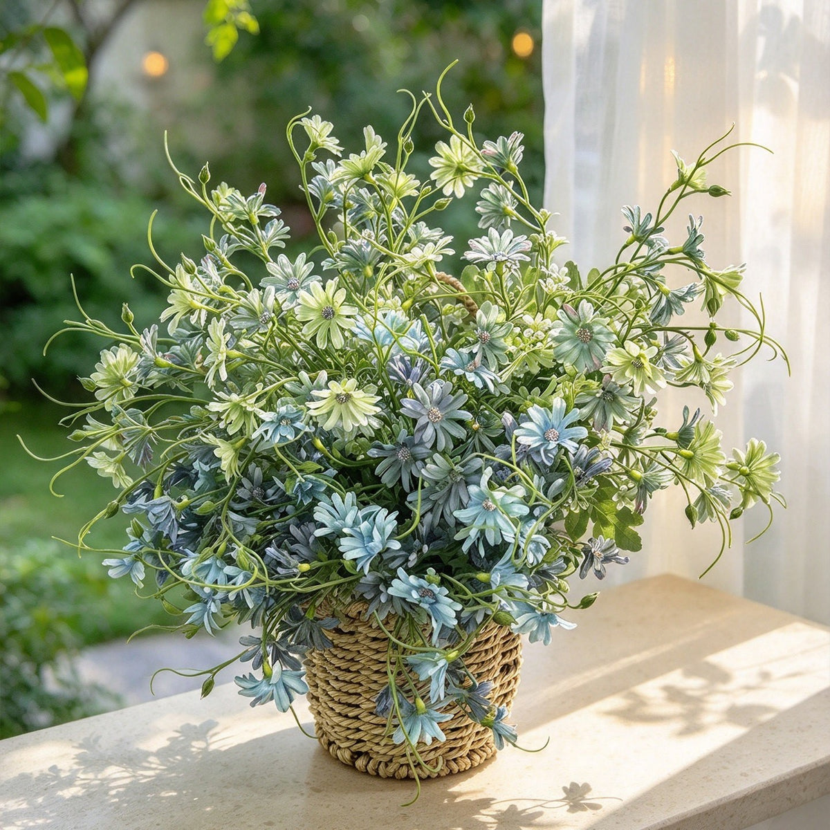 Künstliche Aster Niederländische, 39 cm hoher Busch, für Hausdekoration und Gewerbe