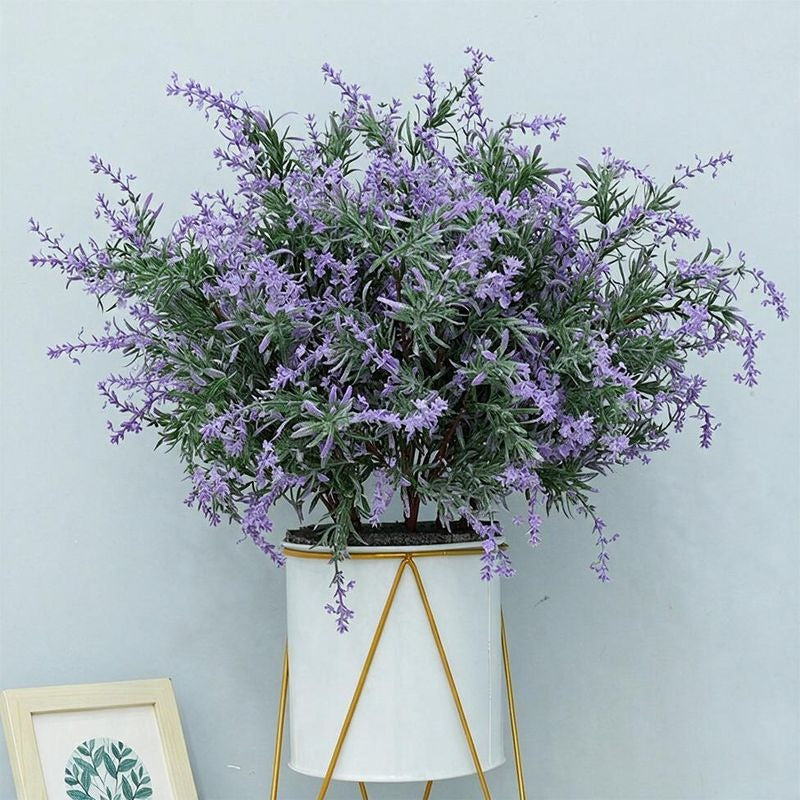 Künstlicher Lavendel-Zweig mit Rosmarin-Gras, 47 cm, für Hochzeiten, Innen- und Außendekoration