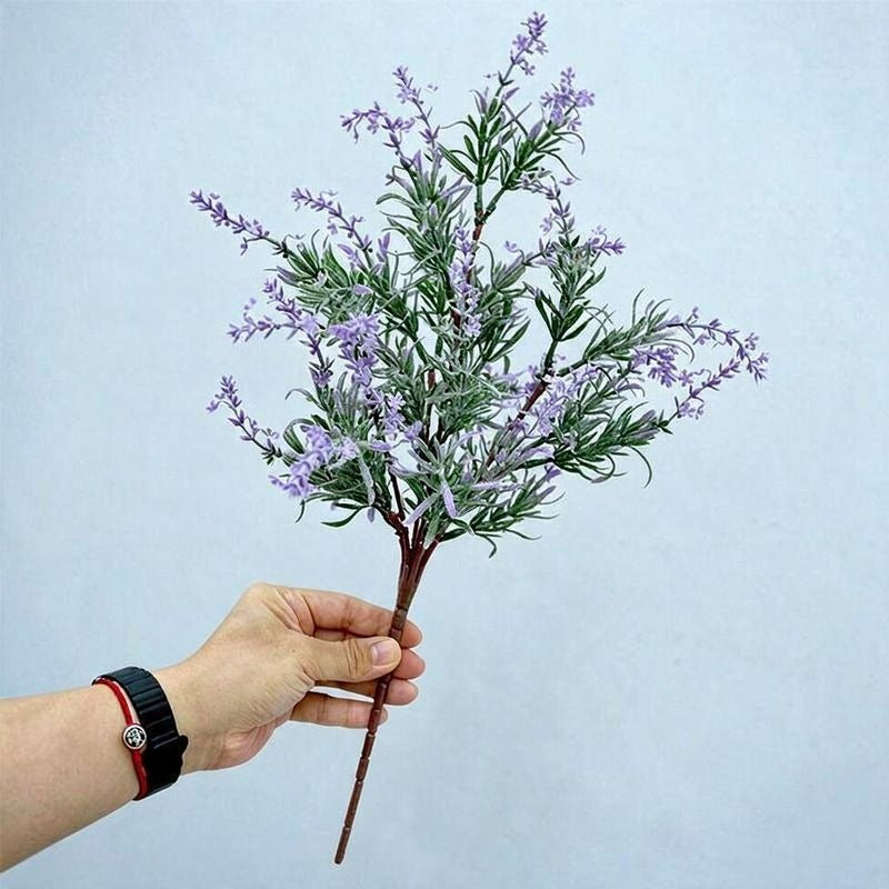 Künstlicher Lavendel-Zweig mit Rosmarin-Gras, 47 cm, für Hochzeiten, Innen- und Außendekoration