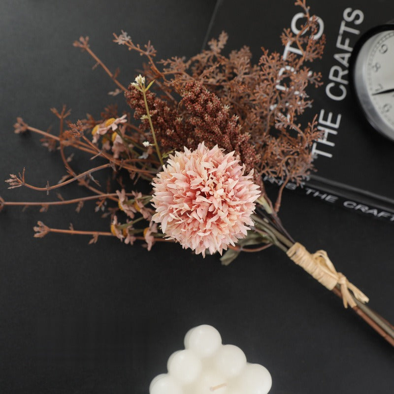 Künstliche Pusteblumen & Weizenähren Bouquet, Kunstblumen-Strauß aus Kunststoff, 35 cm, für Hochzeit, Dekoration und Gewerbe