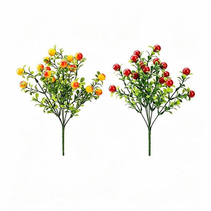 Künstlicher Wildfrüchte-Busch, 1 Stück, Kunststoff-Mix, 35 cm, für Hochzeit, Hotel, Büro und Zuhause