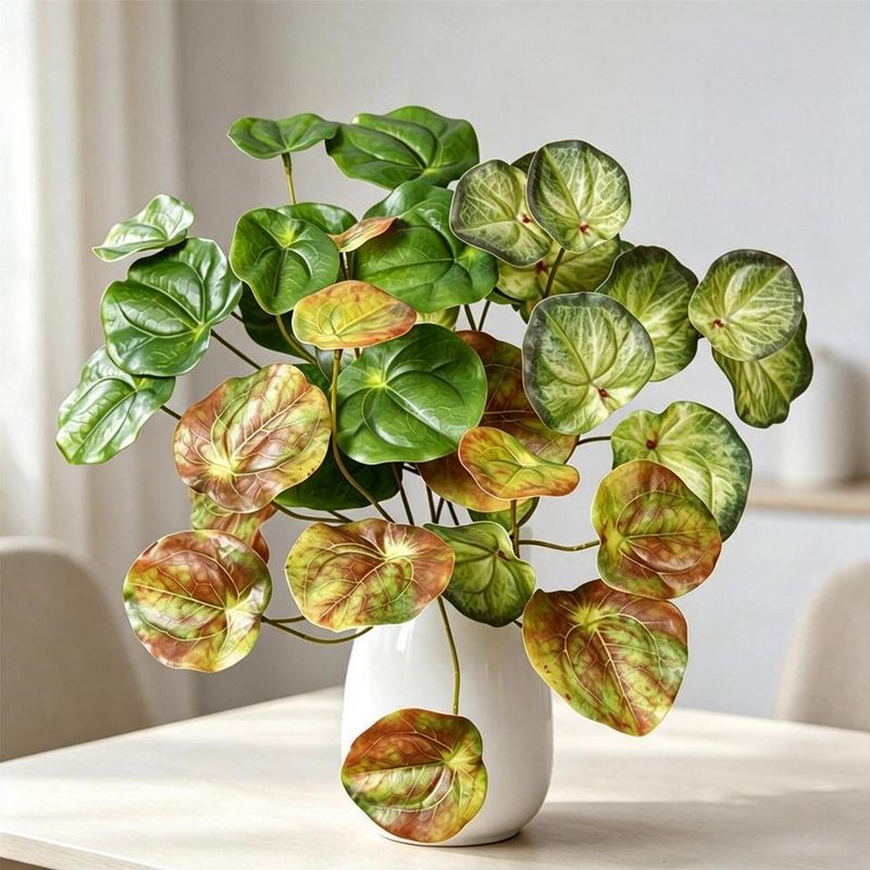 Künstliche Spiegelblatt-Pflanze Kunststoff, Bush mit 12 Zweigen, 30 cm, für Floristik, Hotel und Hochzeit