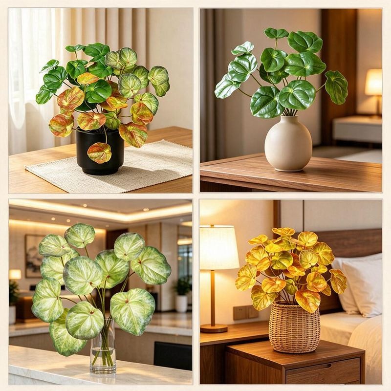 Künstliche Spiegelblatt-Pflanze Kunststoff, Bush mit 12 Zweigen, 30 cm, für Floristik, Hotel und Hochzeit
