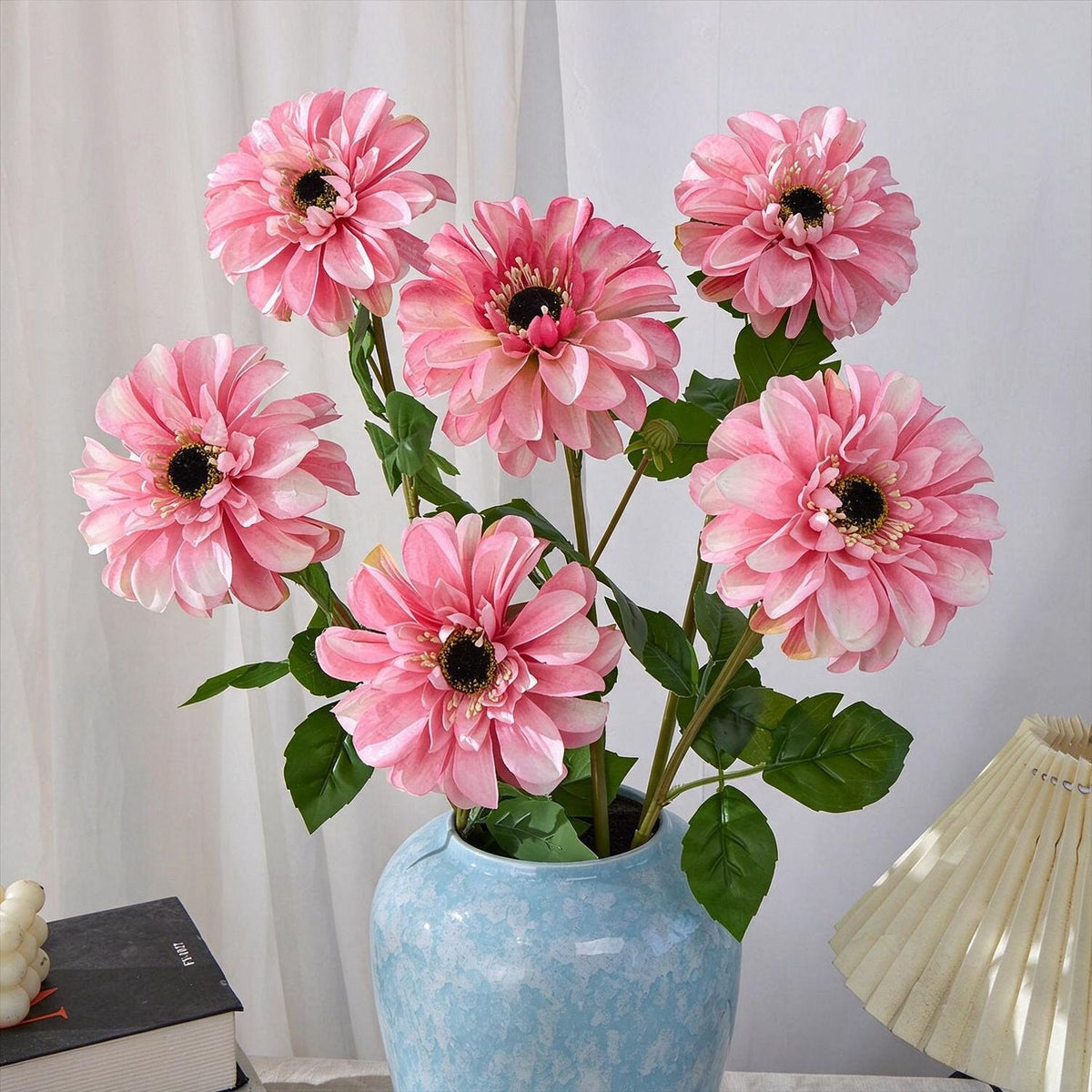 Kunstblume Chrysantheme Einzelstiel, 1 Blüte, Kunstseide-Stoff, für Hochzeit, Gastronomie und Dekoration