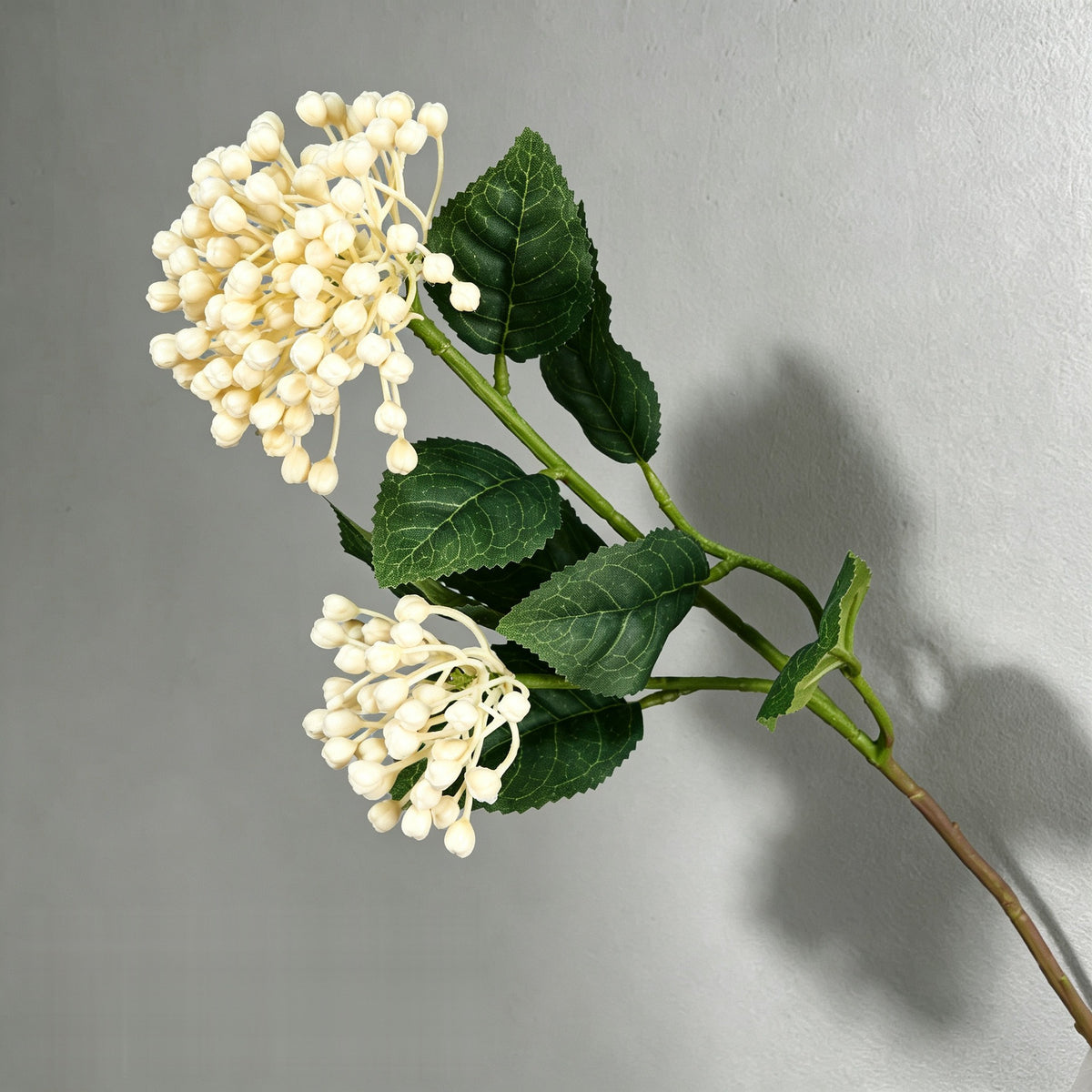 Künstlicher Wildfrucht-Zweig, Kunstblumen-Busch mit 2 Fruchtköpfen, Kunststoff, 54,5 cm, für Deko & Hochzeit