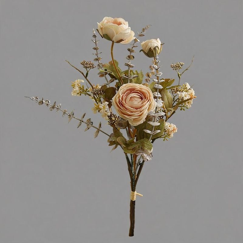 Künstlicher Anemonenstrauß, Kunstblumen im Vintage-Stil mit 5 Blüten, Kunstseide-Optik, für Herbst- und Winterdeko