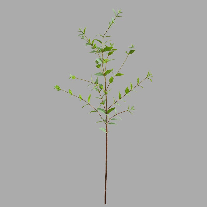 Künstlicher Eukalyptus Zweig mit spitzen Blättern, Kunstseide-Optik, Einzelzweig 83 cm, für Wohnzimmer, Hochzeit und Schaufenster