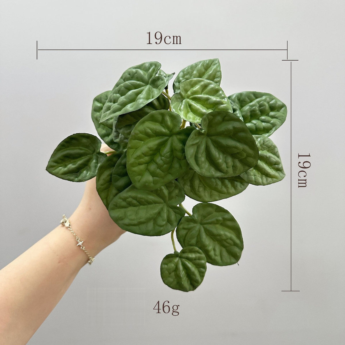 Künstliche Pfefferminzblatt-Pflanze Peperomia, 1 Büschel mit biegsamen Stielen, Kunststoff PE/PVC, für Wohnraum, Hotel und Hochzeit