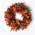 Herbstkranz mit Ahornblättern, 40 cm Länge, Girlande aus Stoff, PE und Naturrebe, Erntedank, Hotel und Schaufenster