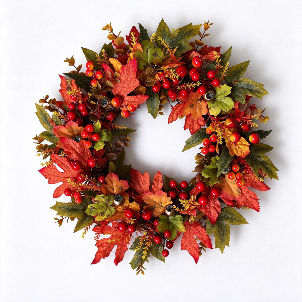 Herbstkranz mit Ahornblättern, 40 cm Länge, Girlande aus Stoff, PE und Naturrebe, Erntedank, Hotel und Schaufenster
