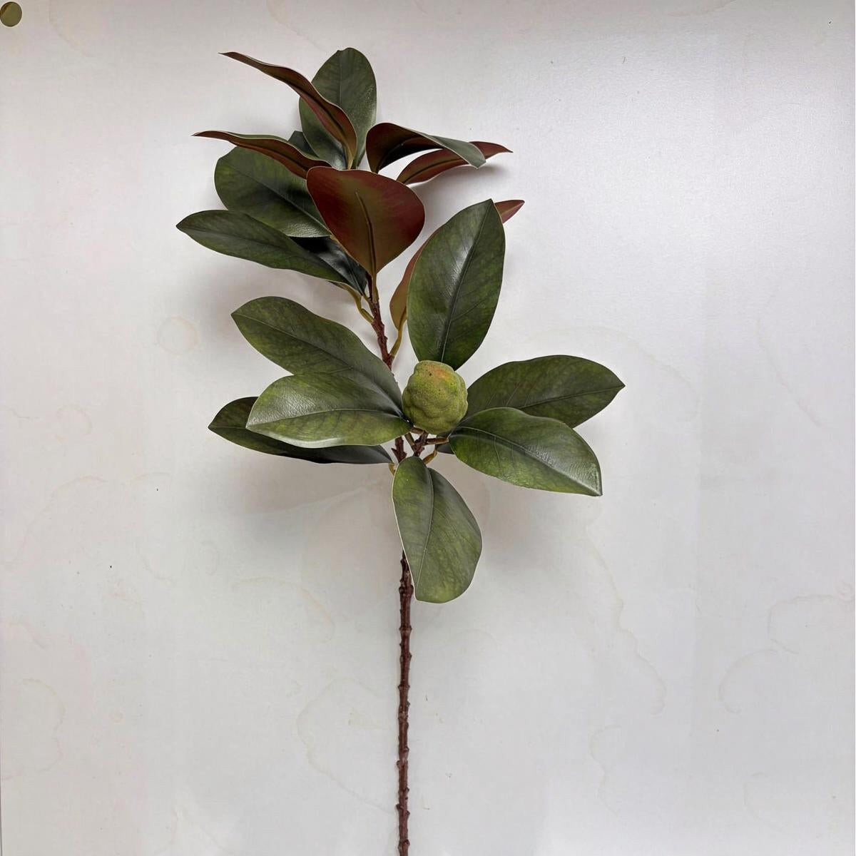 Künstlicher Kunstpflanzen-Zweig Kapok-Blätter mit Früchten, 90 cm, Kunststoff, Deko für Hochzeit, Schaufenster und Zuhause